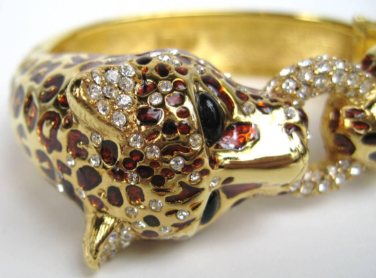 Ciner Leopard Gilt Gold Bracelet Swarovski Crystal New Old Stock  In New Condition In Wallkill, NY
