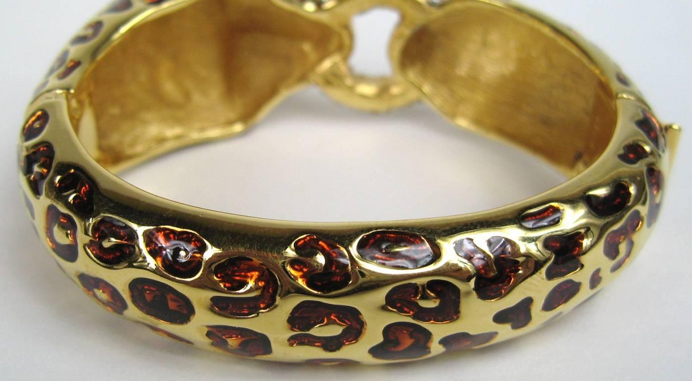 Ciner Leopard Gilt Gold Bracelet Swarovski Crystal New Old Stock  1