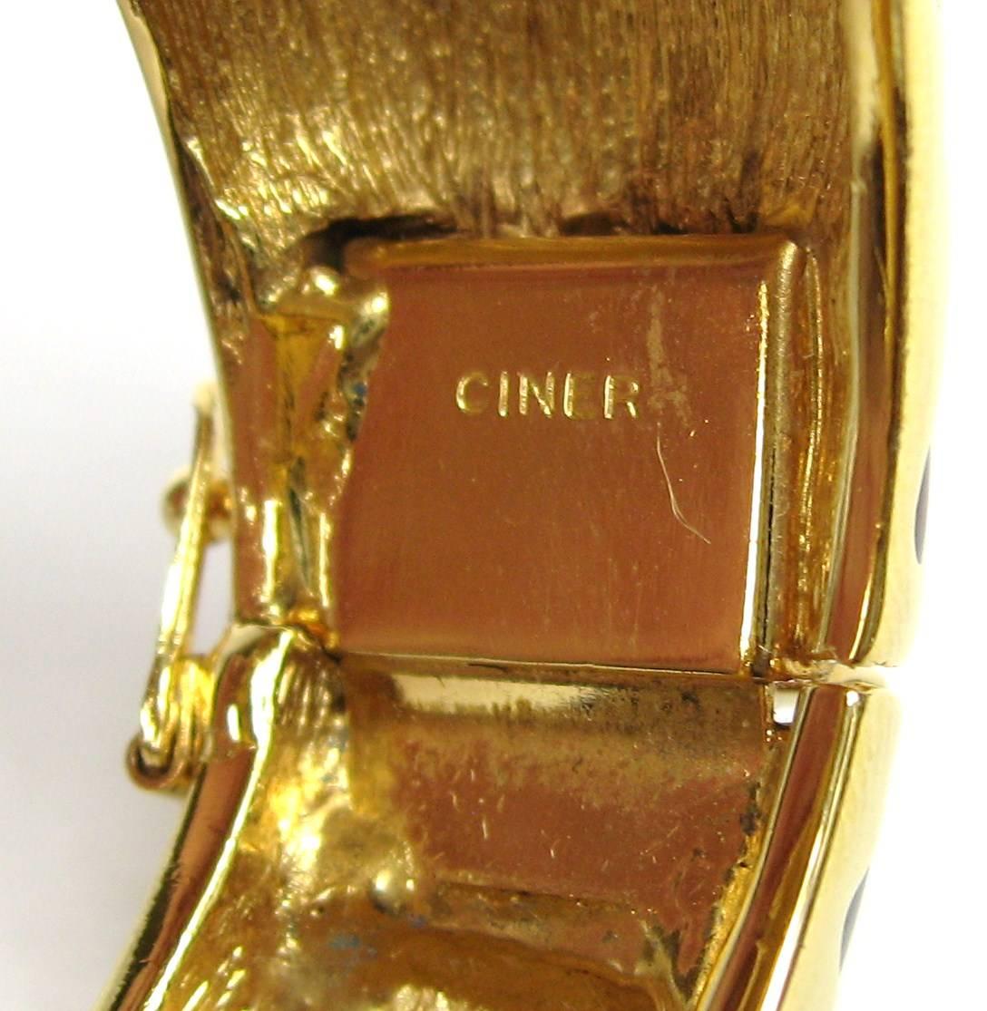 Ciner Leopard Gilt Gold Bracelet Swarovski Crystal New Old Stock  2