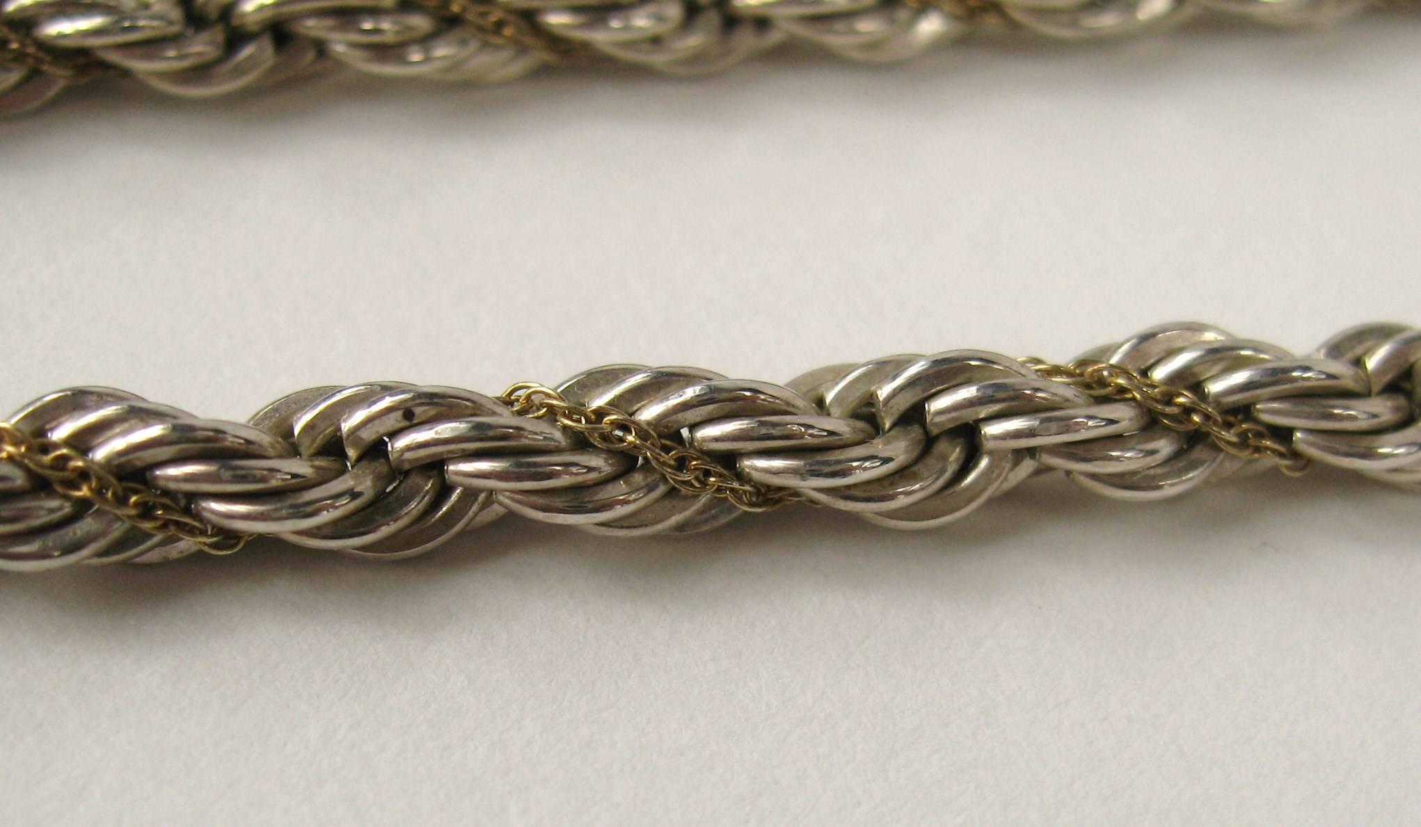 Stunning Sterling Silver & 18kt Tiffany Rope chain 
Lobster claw clasp 
This can easily be worn by a man or woman 

24.5