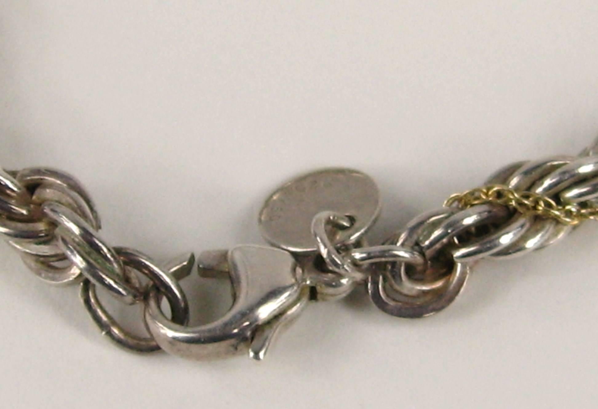 Sterling Silver & 18kt Tiffany Rope Chain  In Excellent Condition In Wallkill, NY