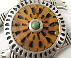 Sterling Silver Native American Wood Turtle Pin Pendant