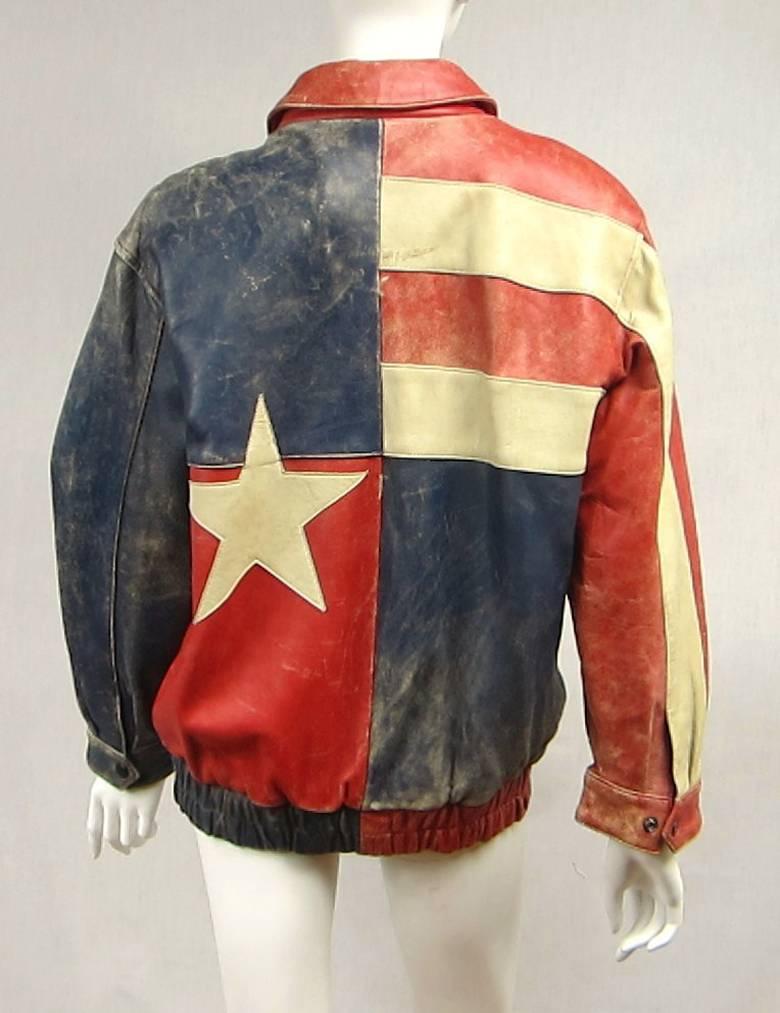 red white blue leather jacket
