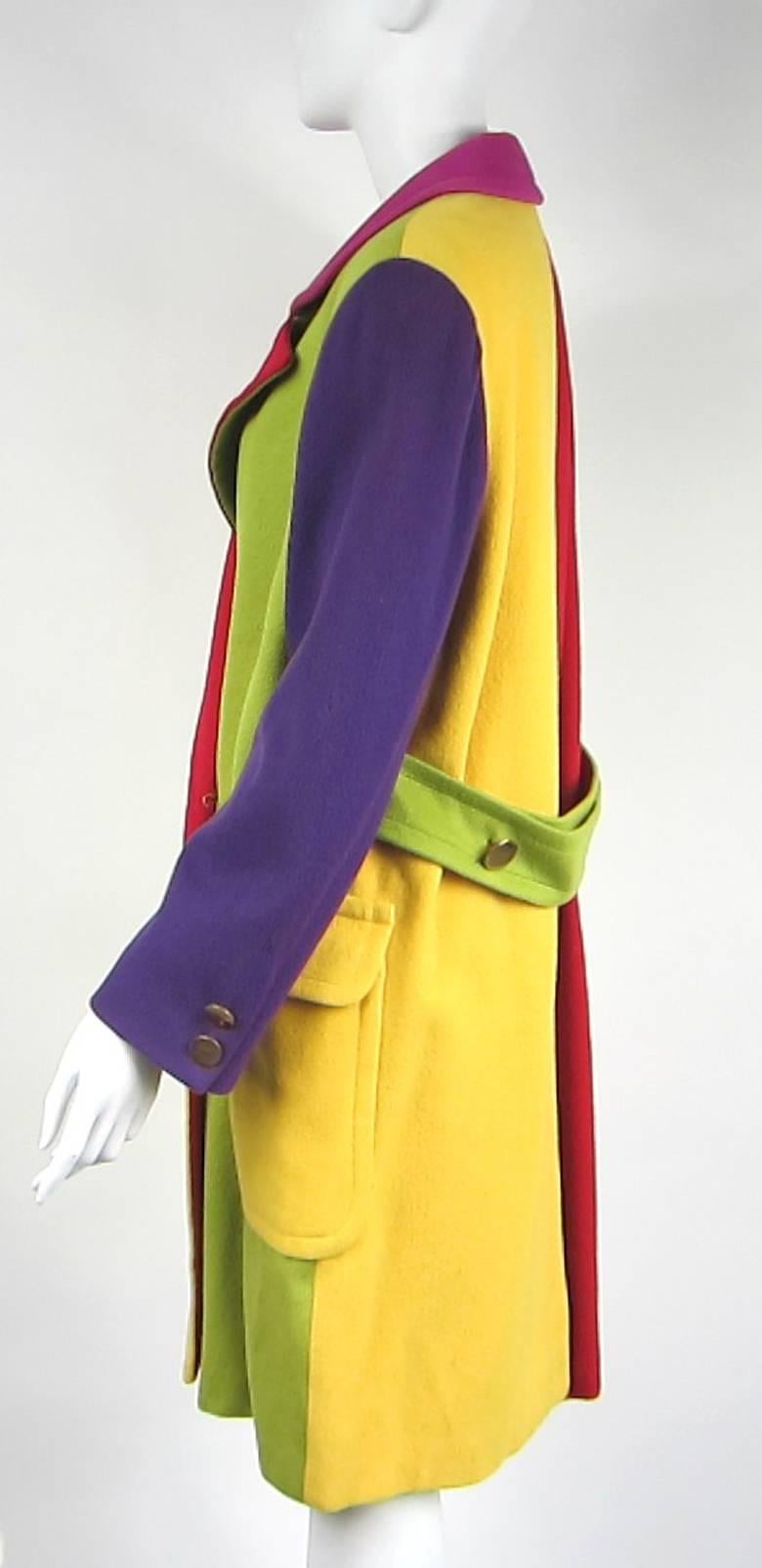 Yellow 1980s Bill Blass Color Block Wool Jacket