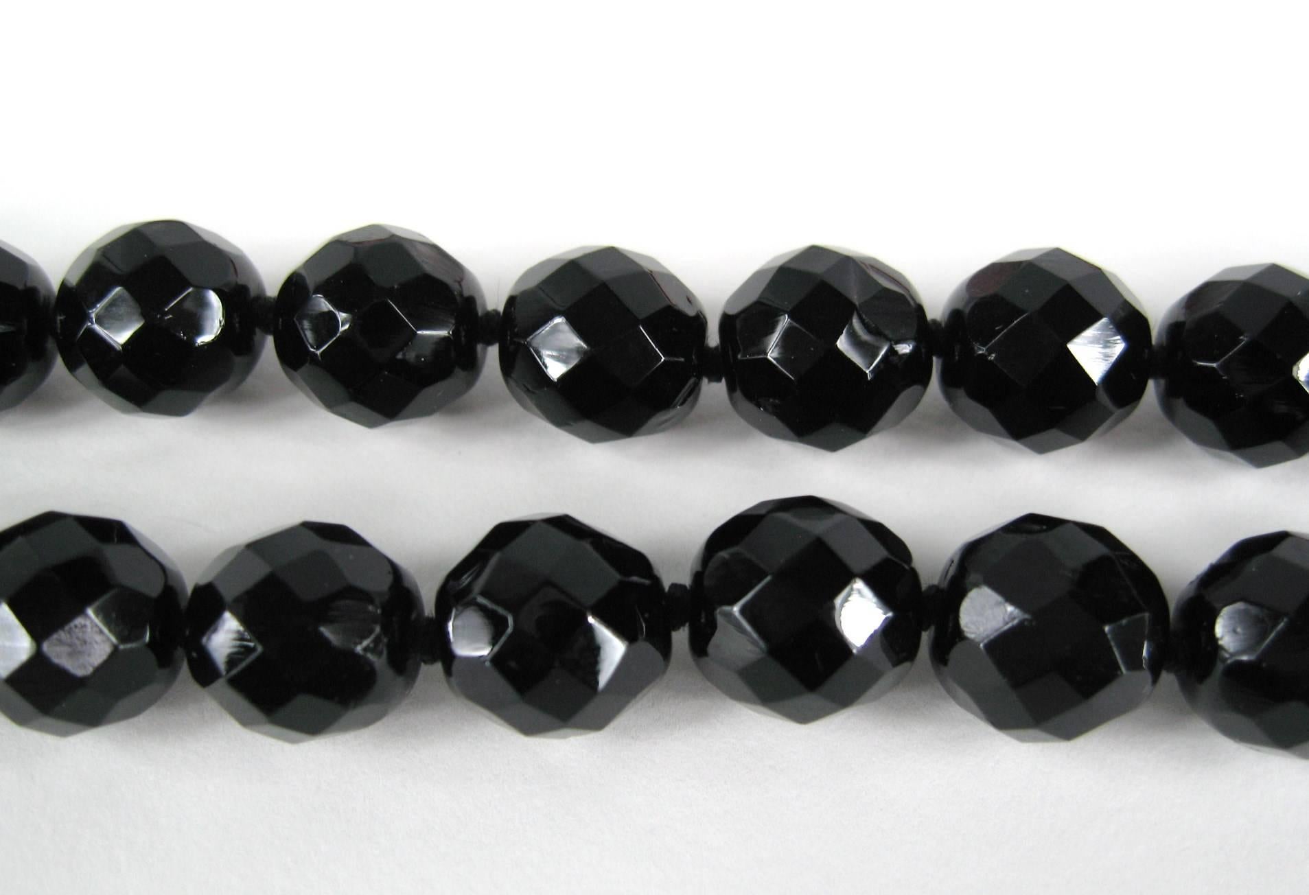 black faceted bead necklace