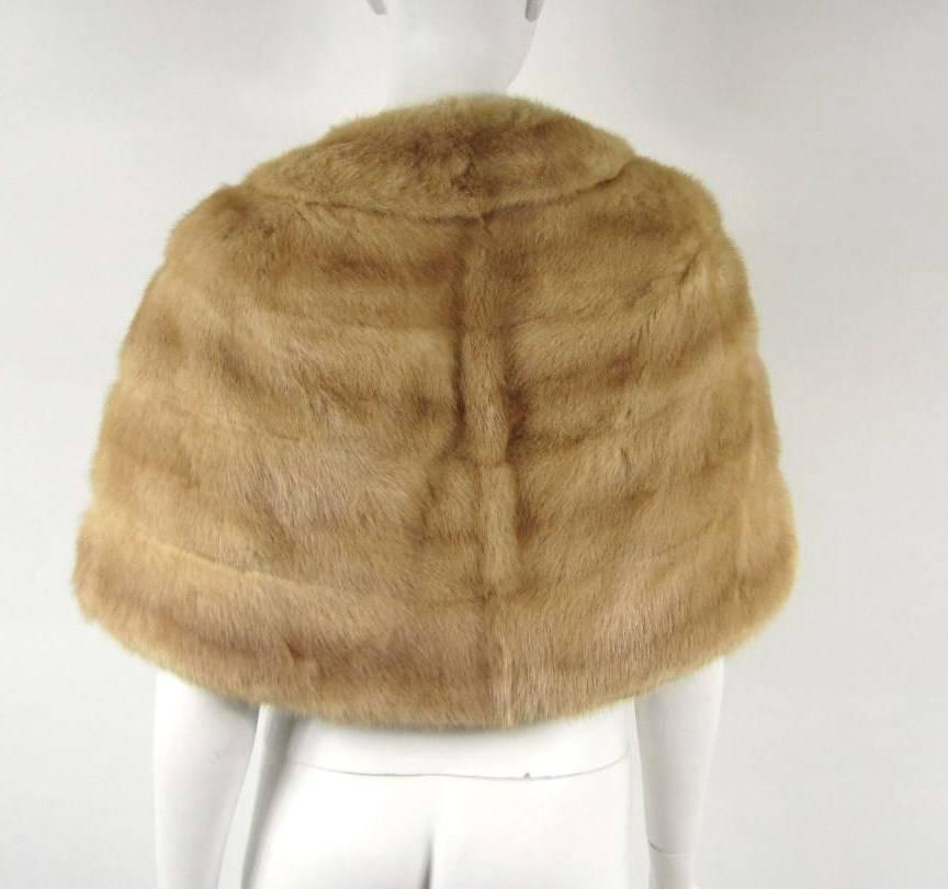 Brown Vintage 1960s Timeless Pastel Mink Shrug Jacket Stole