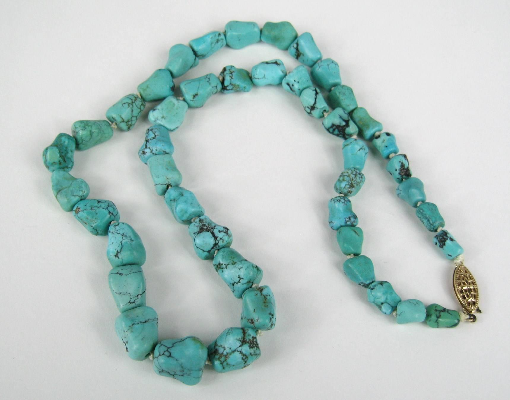vintage turquoise nugget necklace