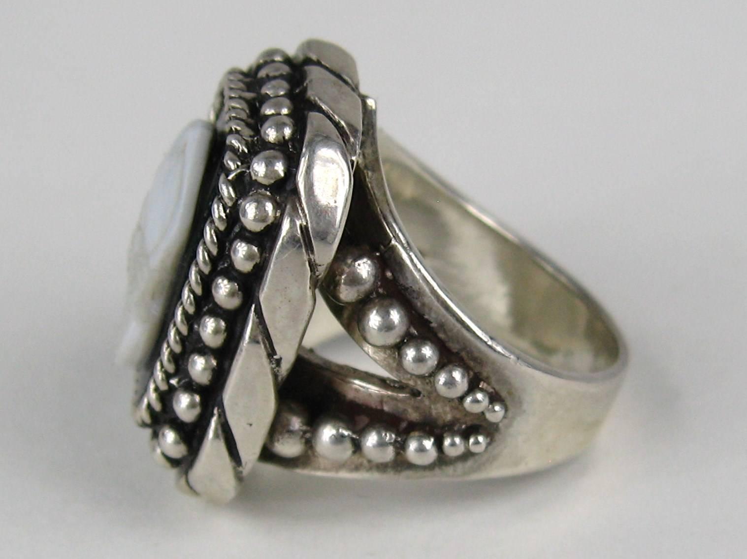 Stephen Dweck Sterling Silver Intaglio ring 1992 Never Worn  In New Condition In Wallkill, NY