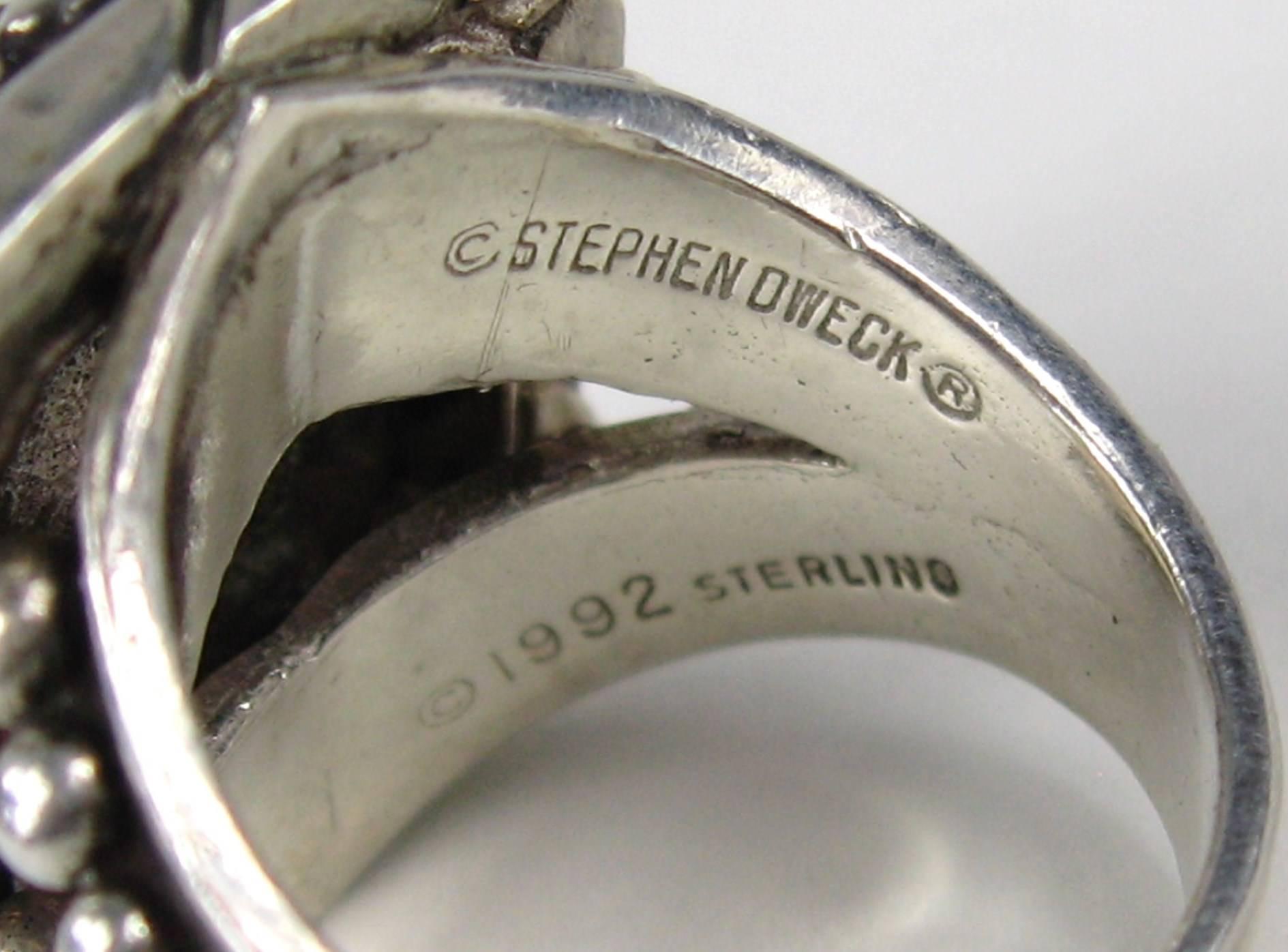 Women's Stephen Dweck Sterling Silver Intaglio ring 1992 Never Worn 