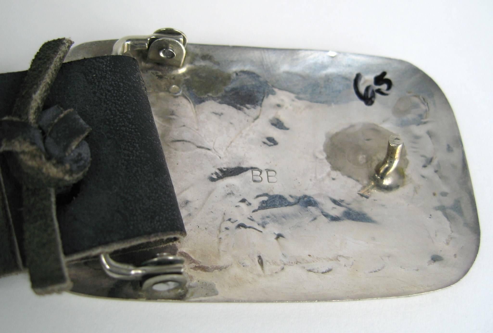 Sterling Silber Zuni Türkis eingelegt Paneled Blue Jay Concho Gürtel 3