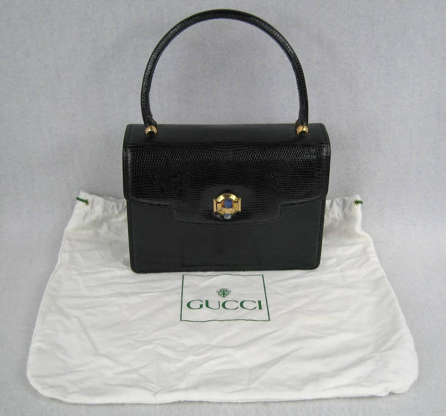 Vintage Gucci 1960s Black Leather Kelly Hand Bag at 1stdibs