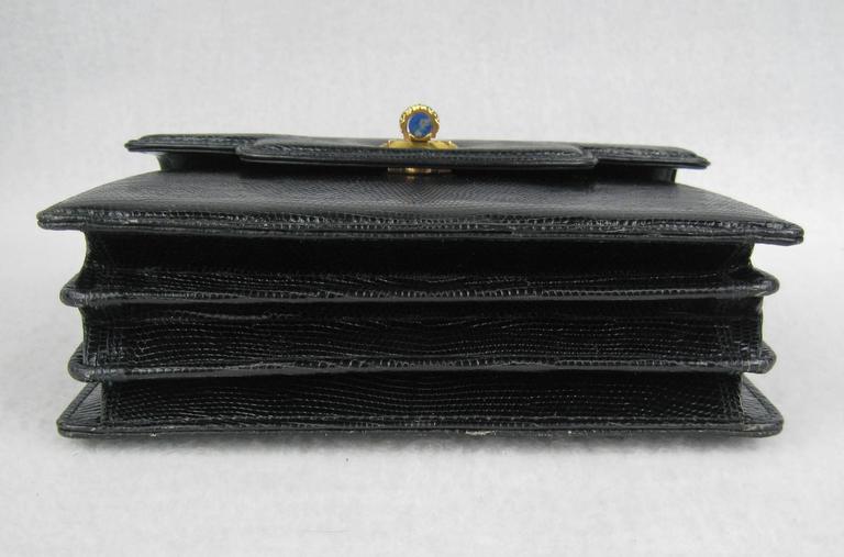 1950’s Vintage Gucci Glossy Black Leather Kelly Bag 10 L x 7”H x 4.5”W