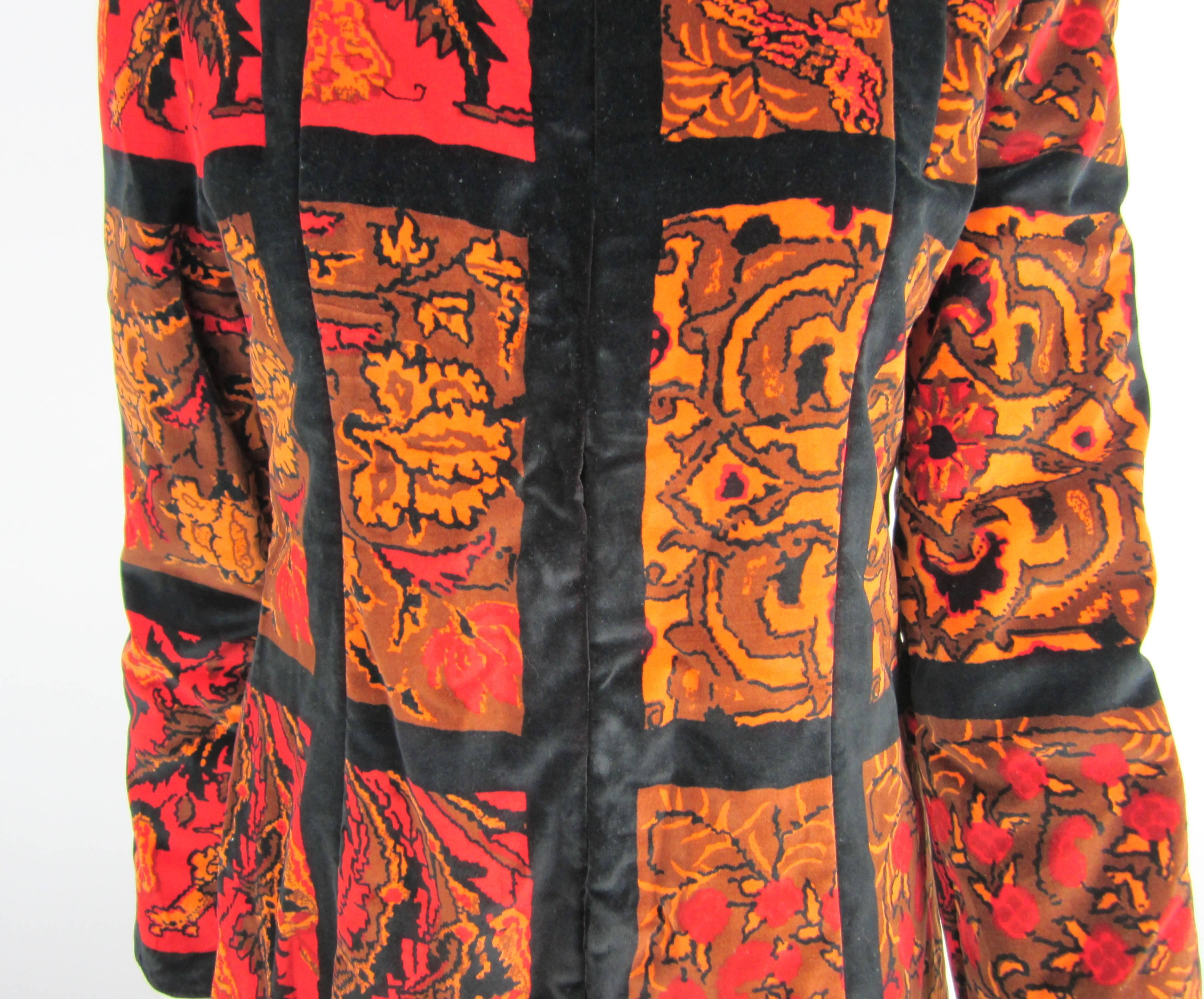 Vintage Oscar De La Renta mandarin Collared 1970s Long Coat  In Excellent Condition In Wallkill, NY