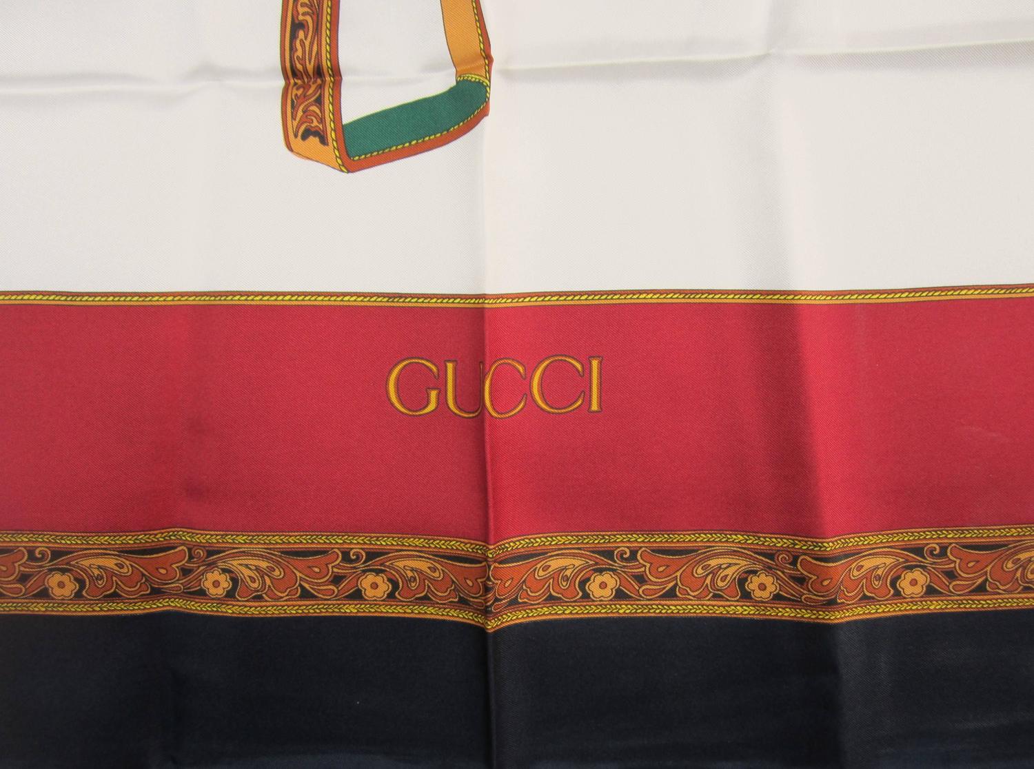 Silk Gucci Scarf Horse saddle New Never worn 1990s at 1stdibs