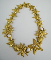 Sea Shell 1980s Carol Dauplaise Gold Gilt Necklace New Never worn