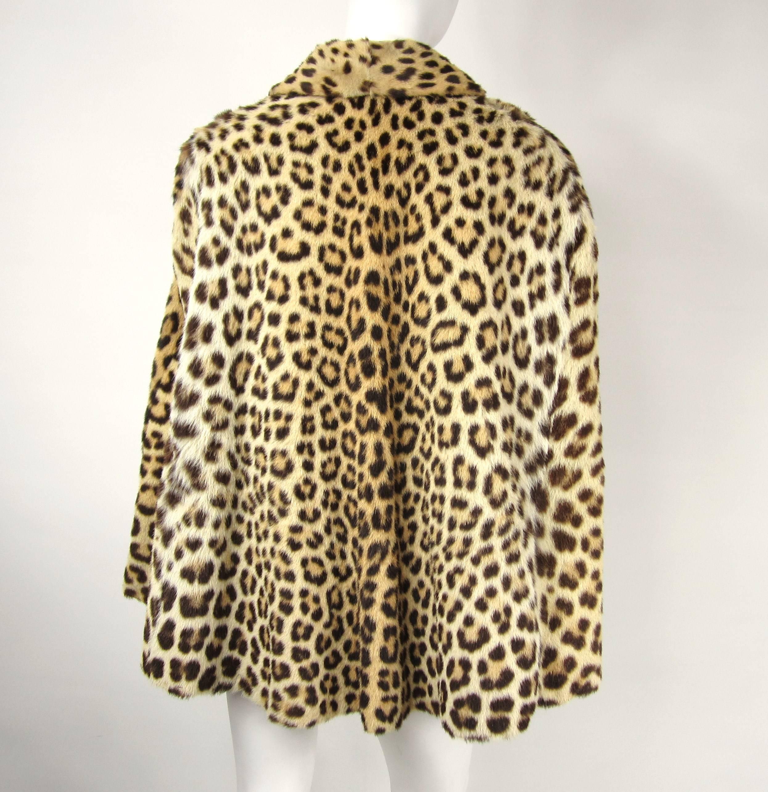 Brown  Fur Print Swing Cape, Jacket 1940s 
