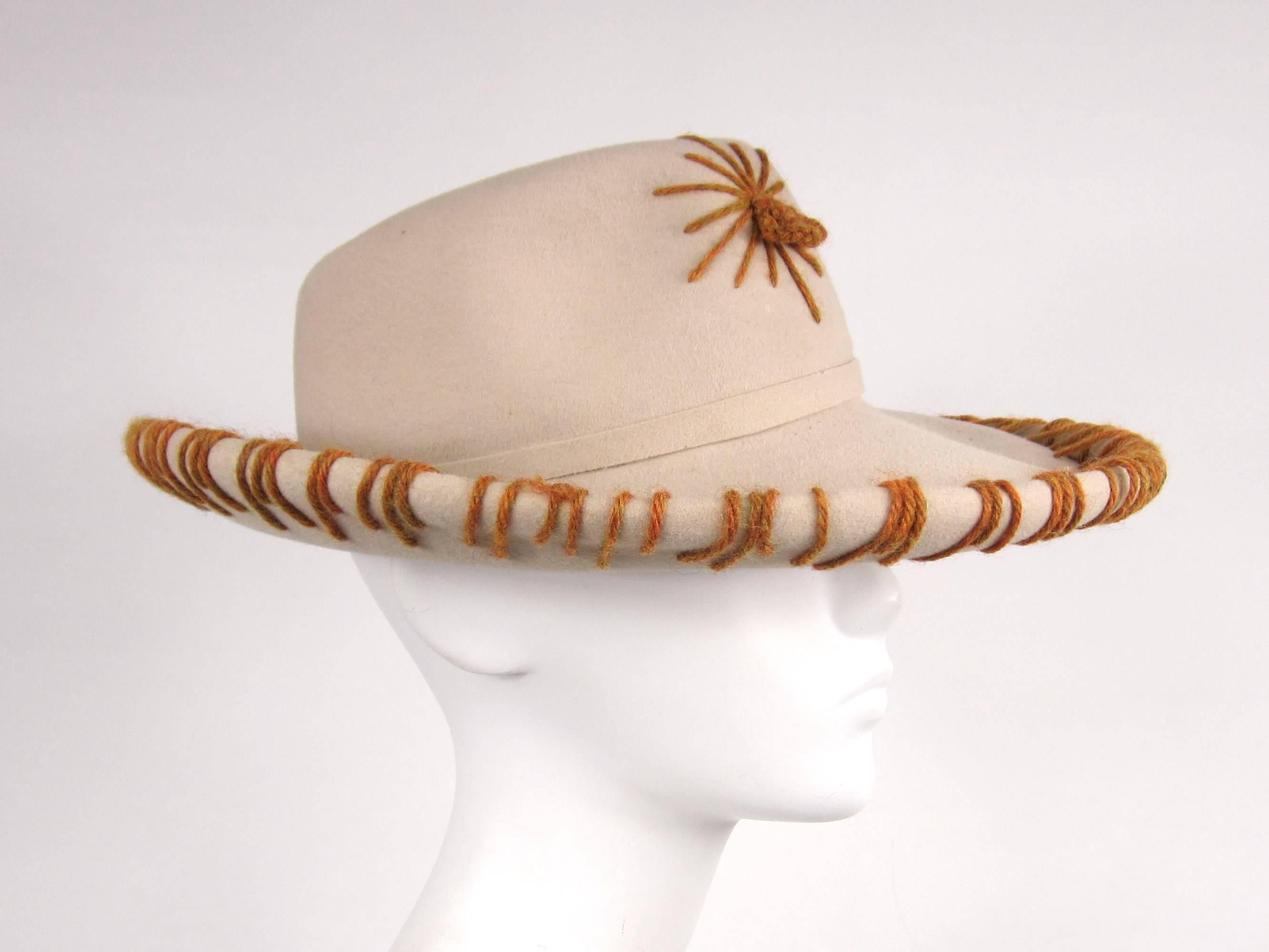 whip stitched around the Brim 
Stitched Spider on the Hat 
Super Cool 
It measures 22.5