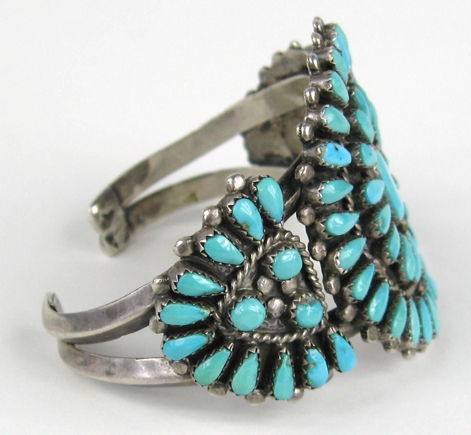 Zuni Native American Zuni Needle point Turquoise Bracelet Unisex 1