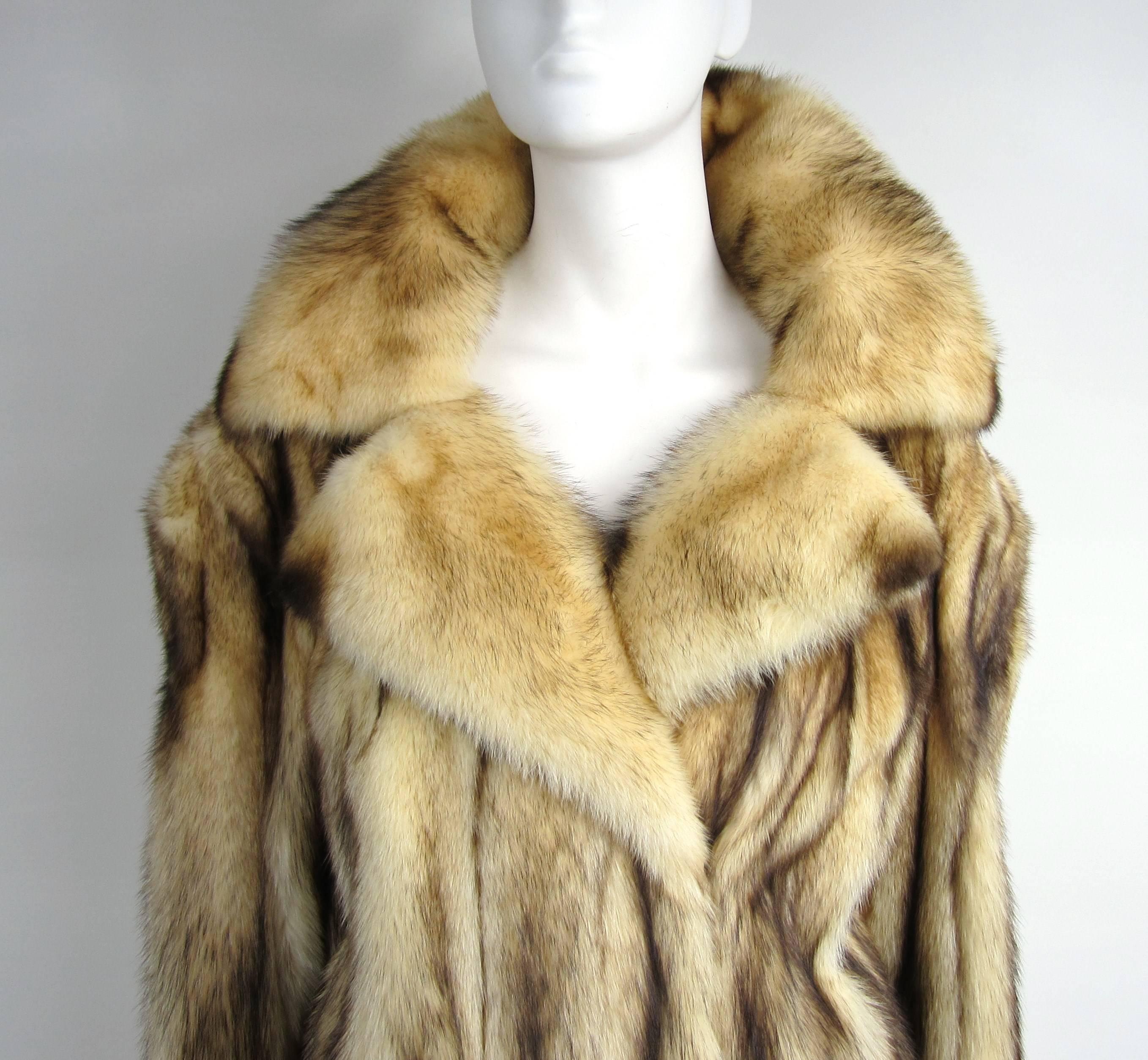 Stunning Russian Fitch Coat - Fur is soft and supple 
Gorgeous Elegant and Beautifully Chic
This is a WOW coat 
Brown lining 
Measuring 
Up to 42