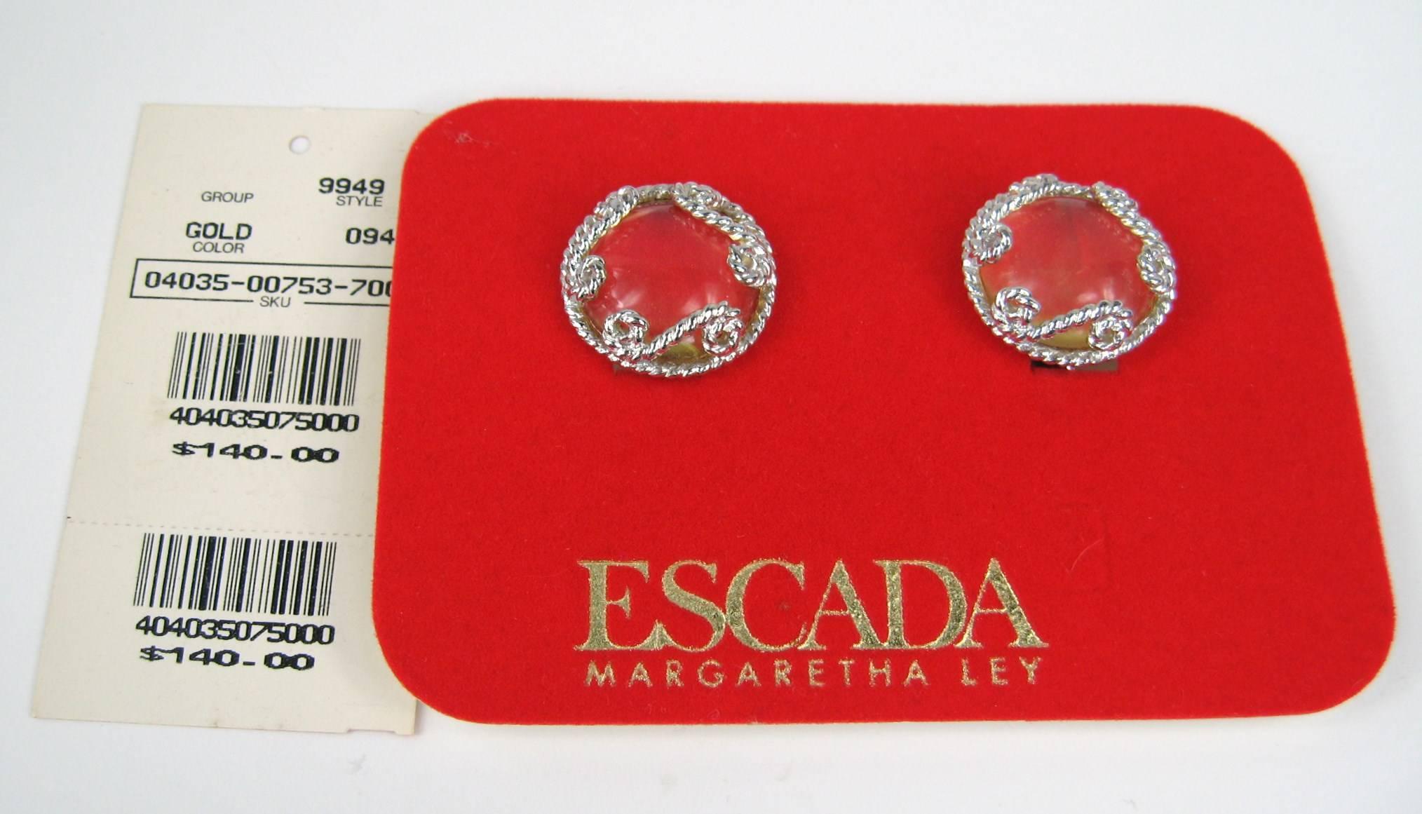 Escada Earrings 1990's New Old Stock Glass  In New Condition For Sale In Wallkill, NY