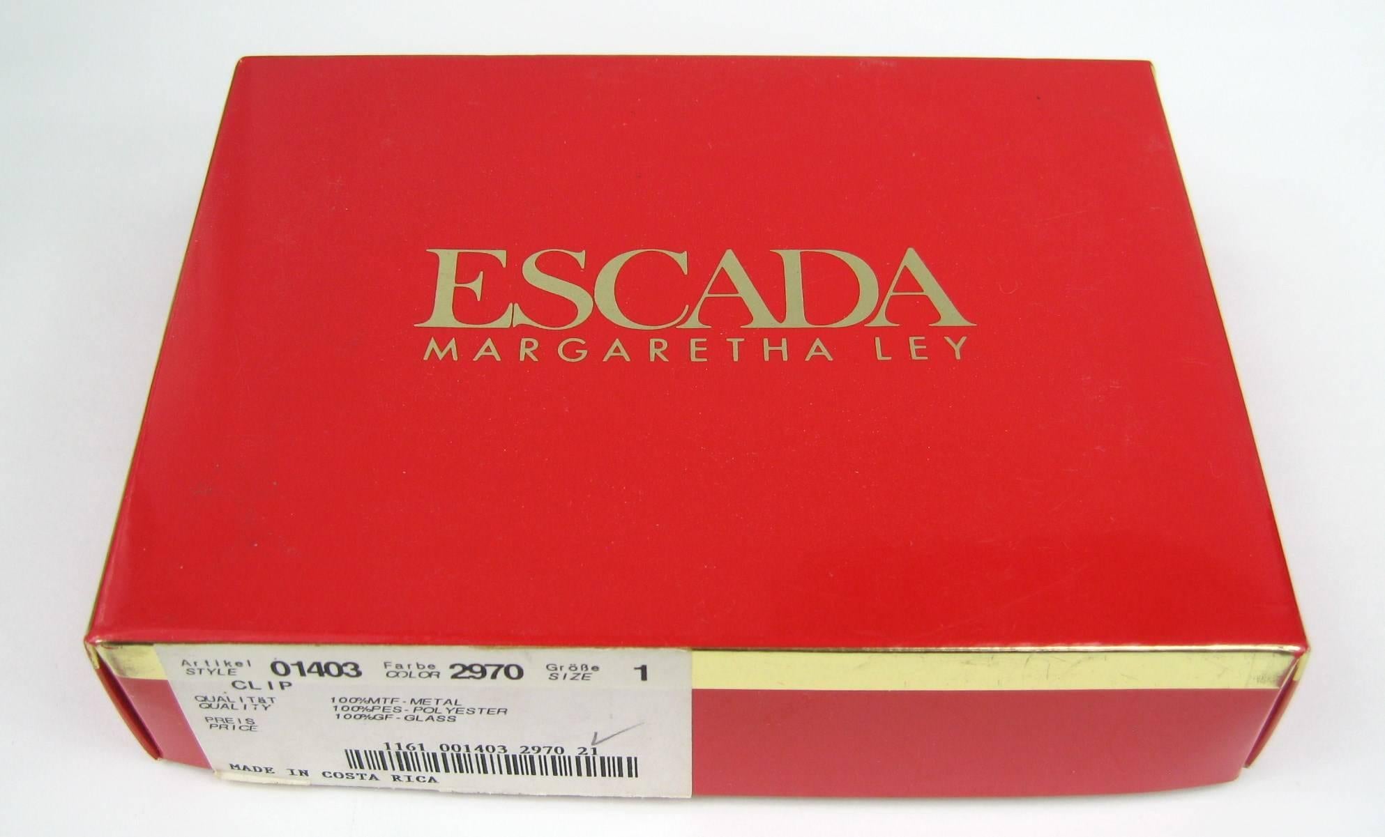 Women's Escada Earrings 1990's New Old Stock Glass  For Sale