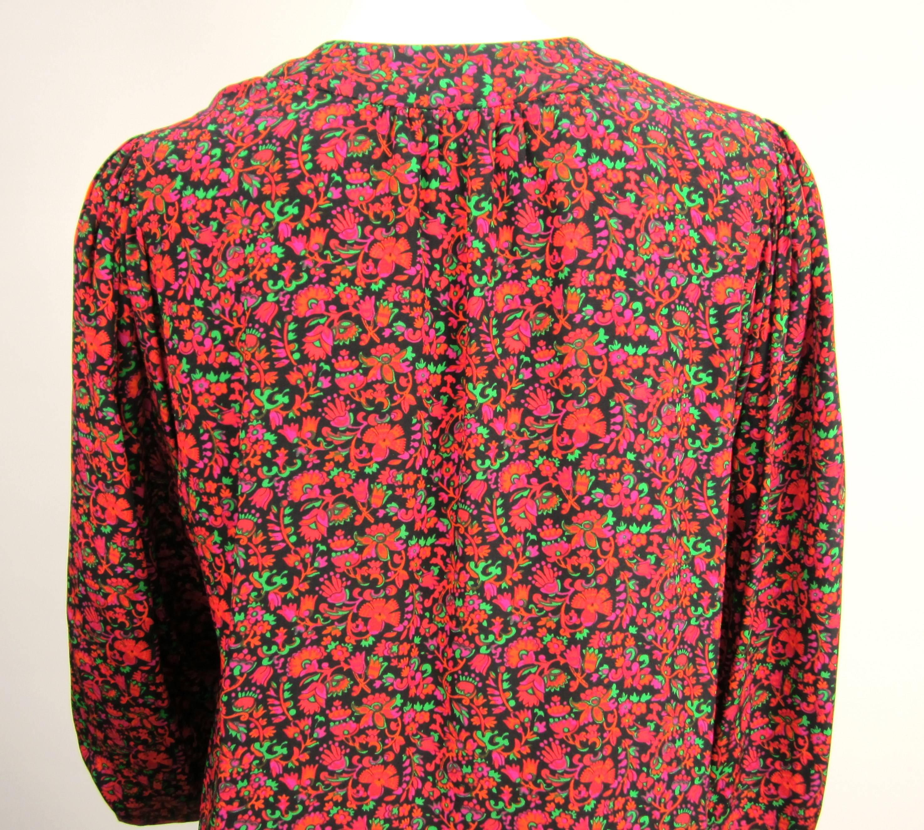 1970s Yves Saint Laurent YSL Silk Boho Blouse Russian Collection 1976  1