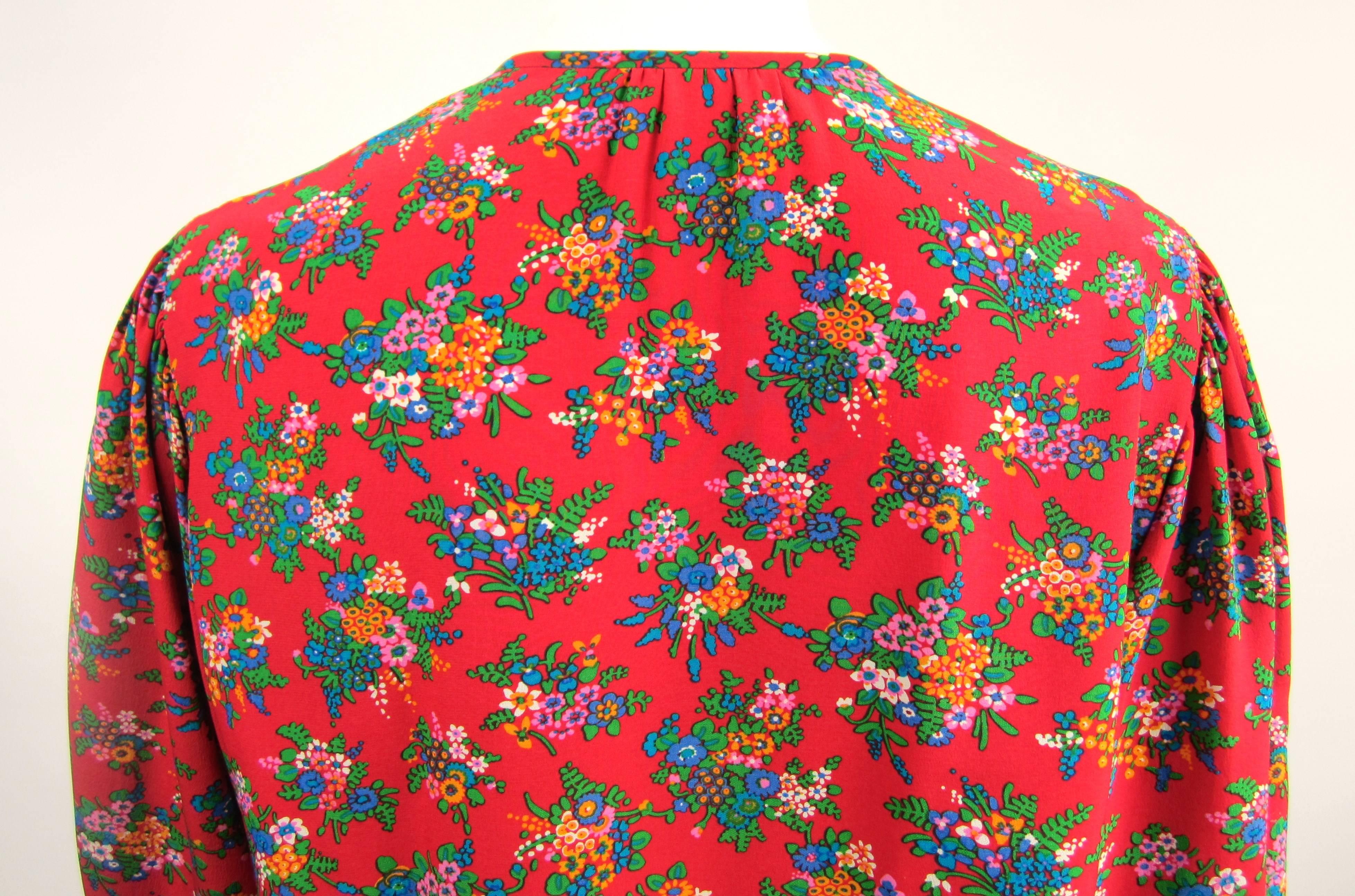 Women's 1970s Yves Saint Laurent Vintage Silk Peasant Blouse 