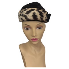 Van Dee - Chapeau en velours de vison tondu imprimé léopard, Californie, années 1960