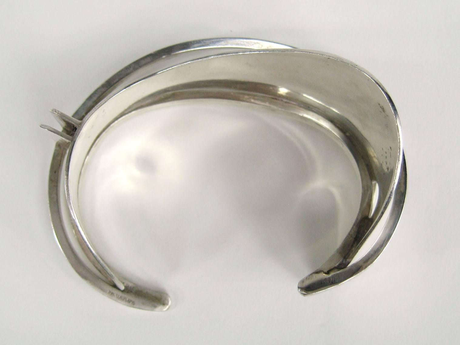 Women's or Men's Rare early 1950's Ed Wiener Modernist Sterling Silver Cuff Bracelet