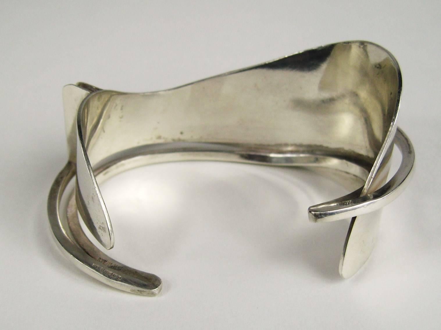 Rare early 1950's Ed Wiener Modernist Sterling Silver Cuff Bracelet 1