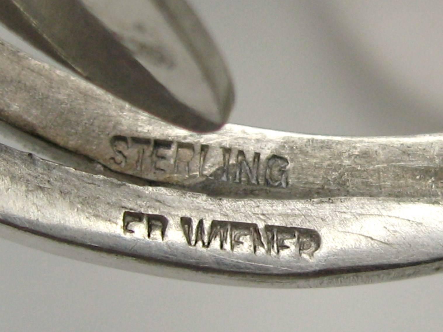 Rare early 1950's Ed Wiener Modernist Sterling Silver Cuff Bracelet 2