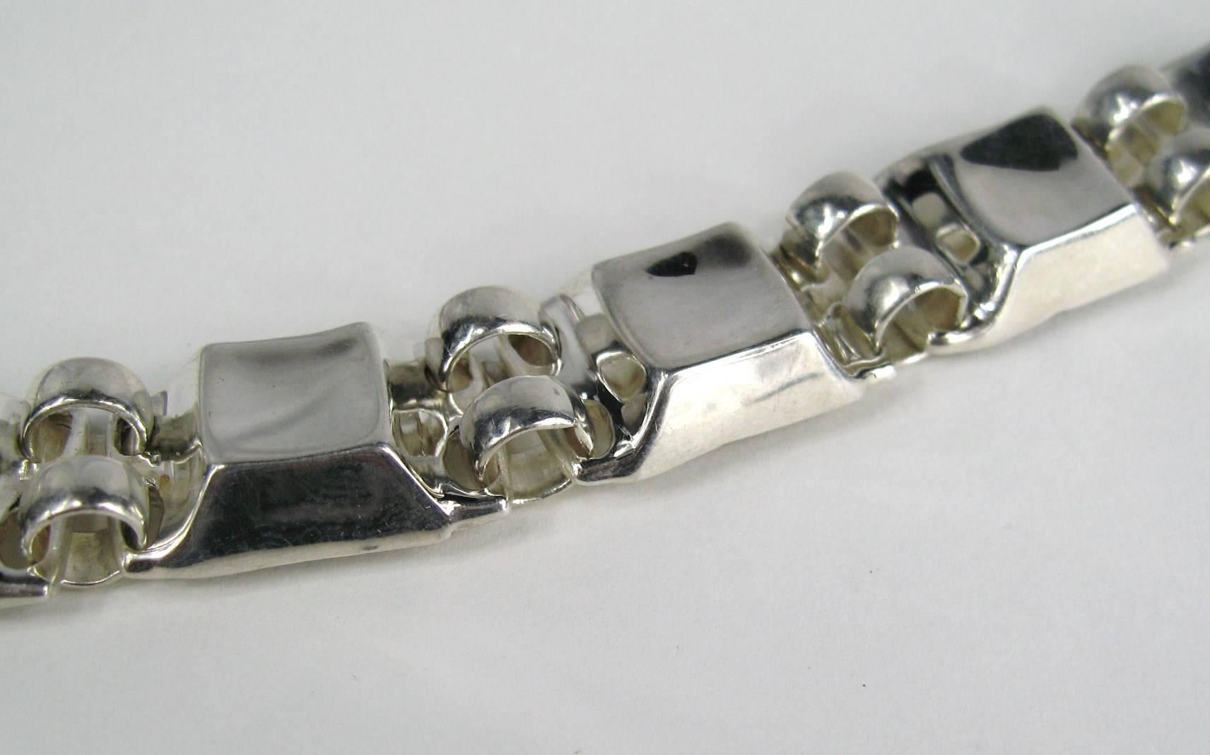 Early Robert Lee Morris Sterling Silver Modernist Link Bracelet Never worn  In New Condition In Wallkill, NY