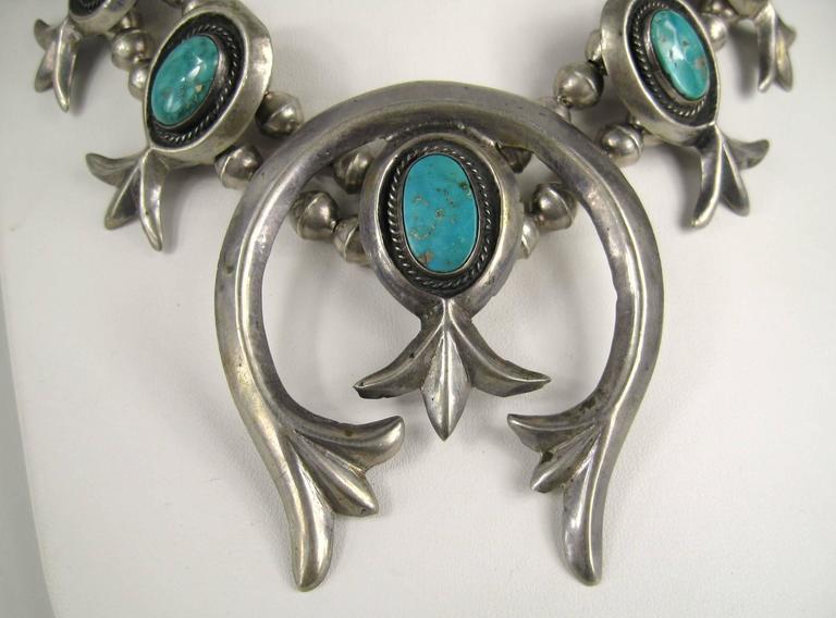 Old Pawn Native American Sterling silver Squash Blossom Turquoise ...