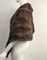 Vintage Dark Brown 1960's Mink Fur Shrug Shawl Wrap Large
