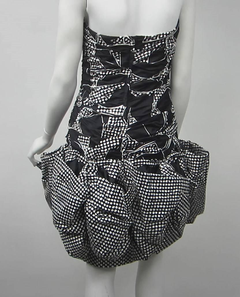 Vintage Victor Costa Black & White Strapless Party dress 1980s 1