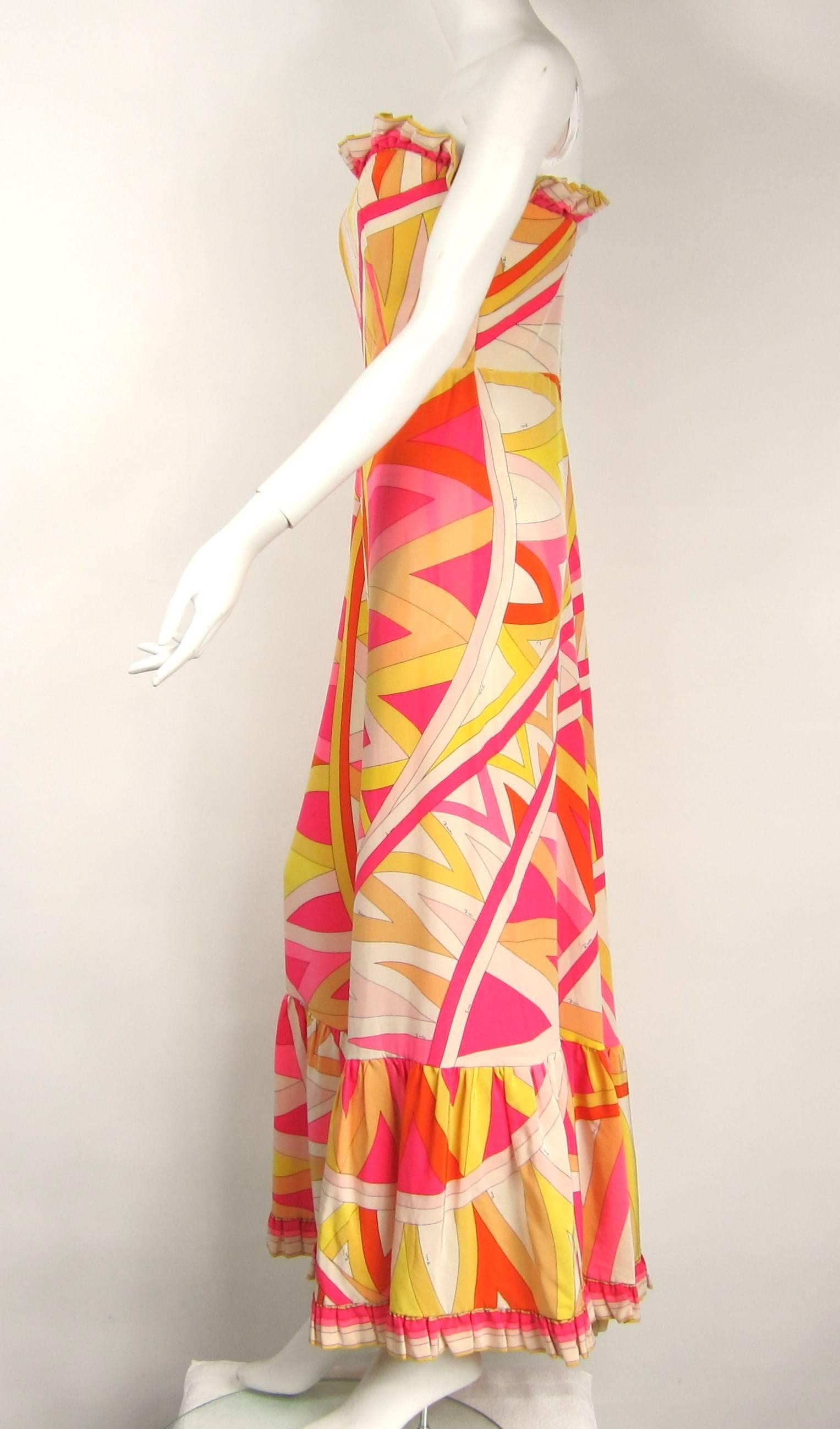 Pucci Silk Palazzo Pants Strapless Jumpsuit, 1960s Vintage In Good Condition In Wallkill, NY