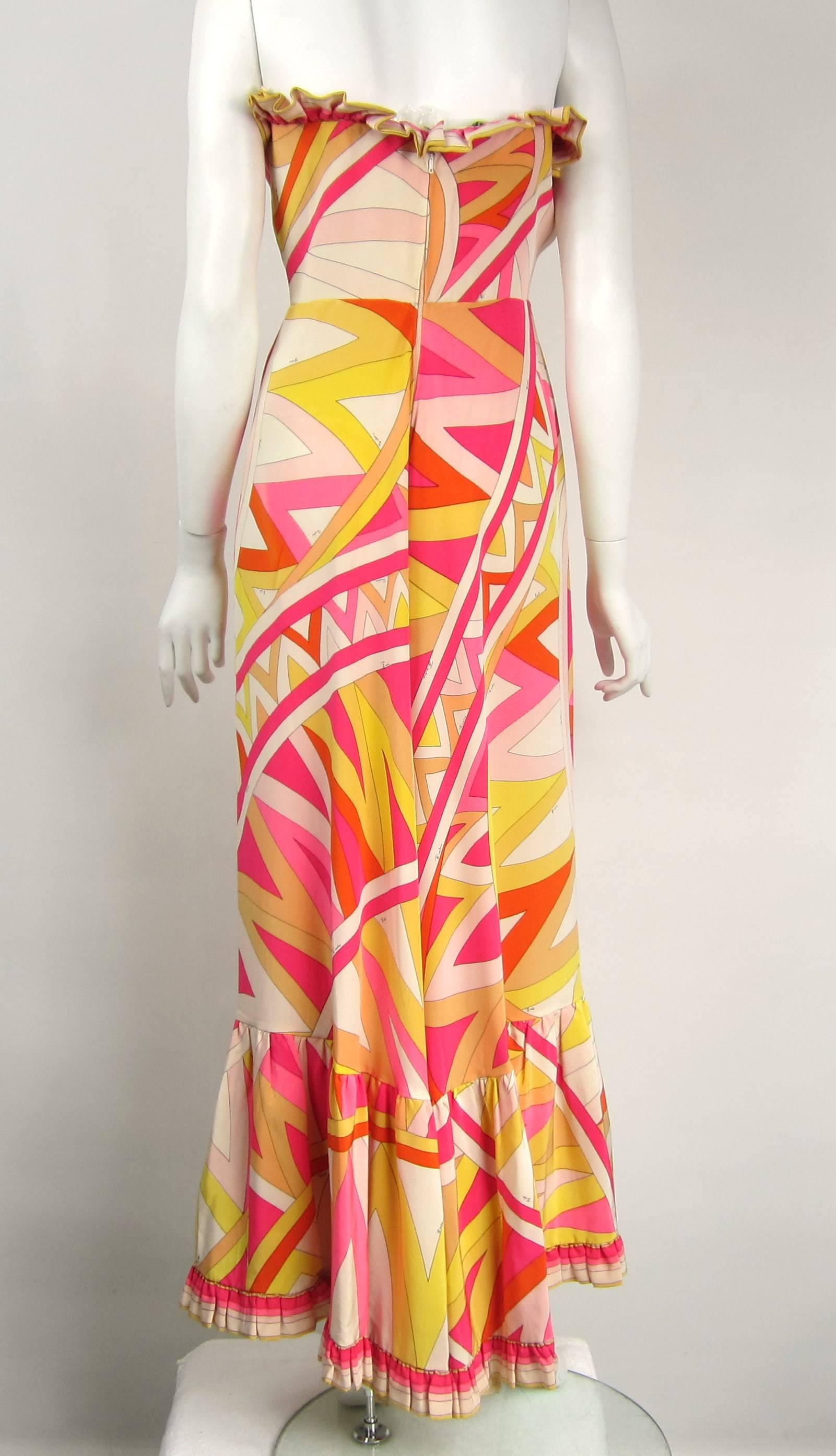 Pucci Silk Palazzo Pants Strapless Jumpsuit, 1960s Vintage  1