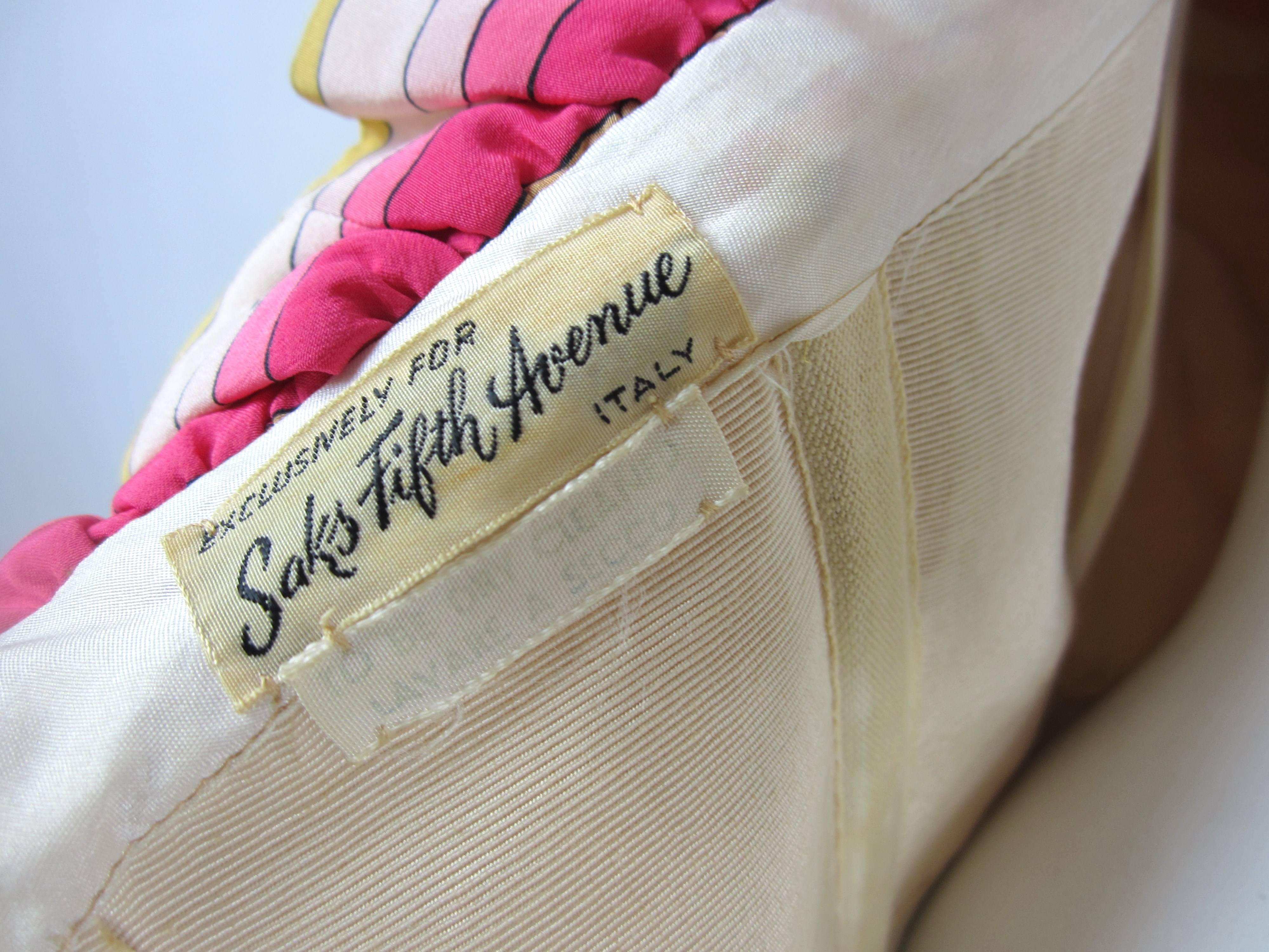 Pucci Silk Palazzo Pants Strapless Jumpsuit, 1960s Vintage  3