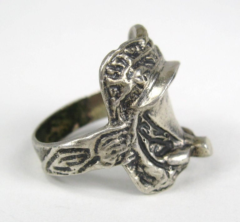 Vintage Sterling Silver Mexican Horse Saddle Ring  In Good Condition For Sale In Wallkill, NY
