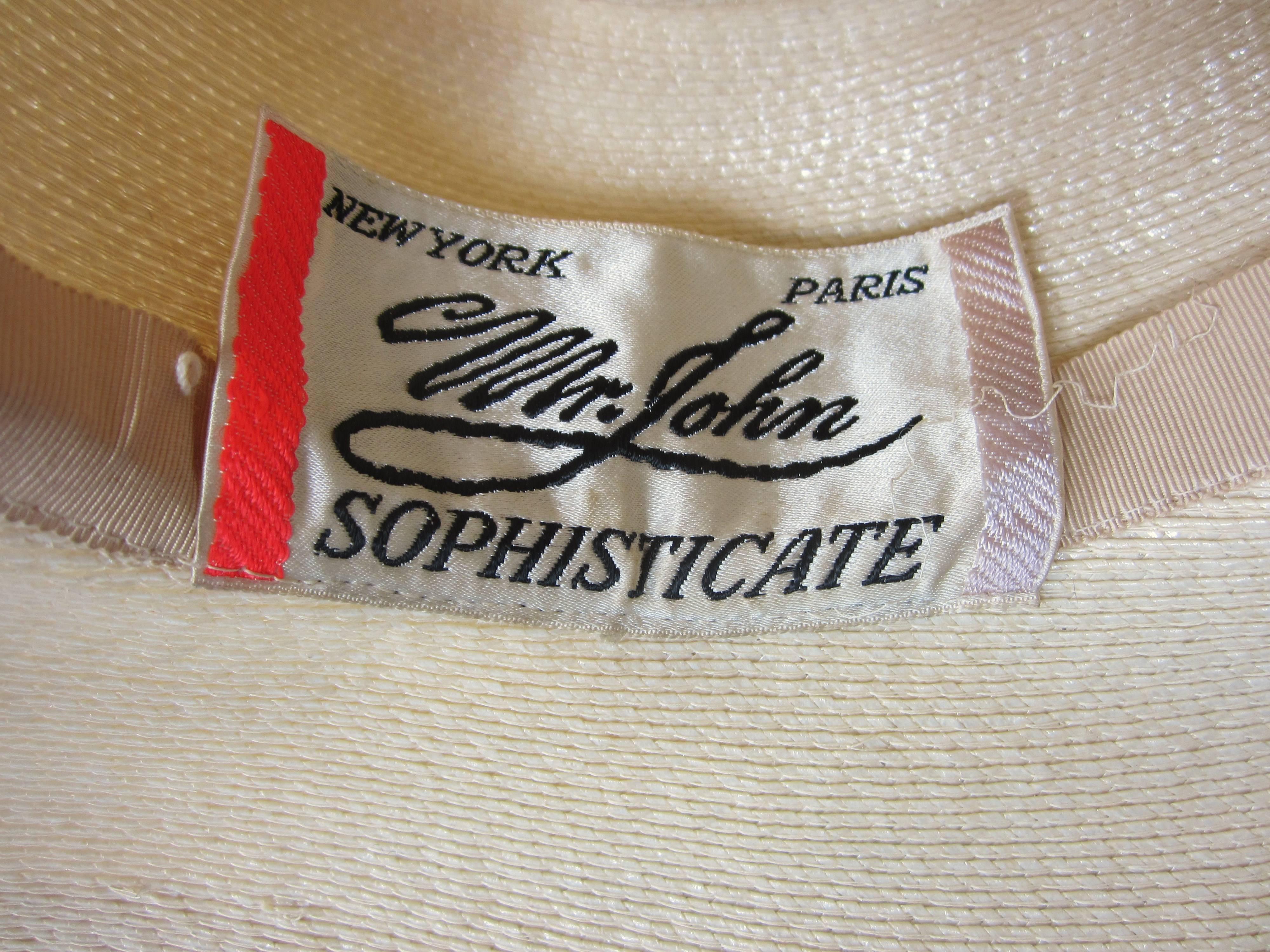 Women's Vintage 1960s  Mr. John Wide Brim Beach Hat 