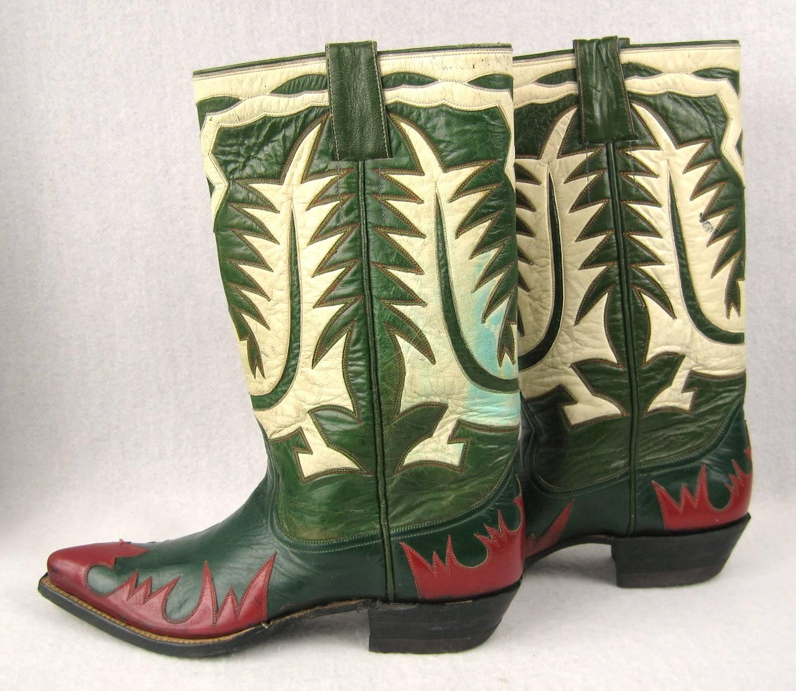 red and green boots