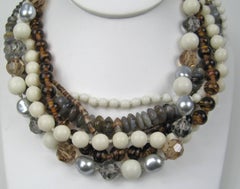 Ciner Swarovski crystal Beaded  6 strand Necklace, 1980s New Never worn