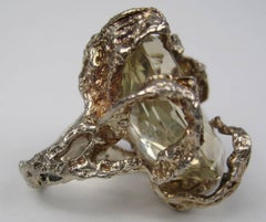 Sterling Silver Citrine brutalist Ring