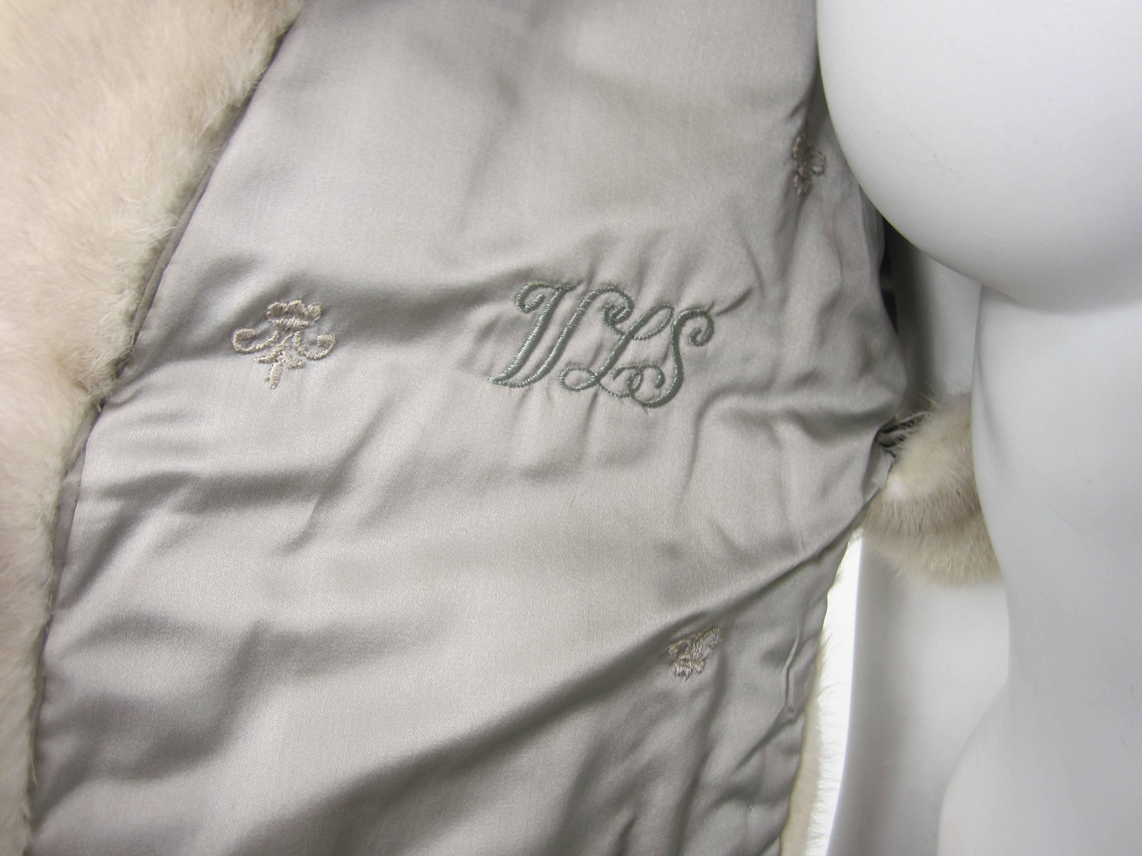 Beige Pearl Mink Fur Wrap Shrug Shawl Stole 1960s  For Sale