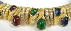 Ciner Swarovski Kristall vergoldet Cabochon Halskette Neu:: nie getragen 1980s