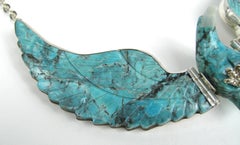 Navajo Sterling Silver Flying Turquoise Eagle Necklace Pendant Tribal