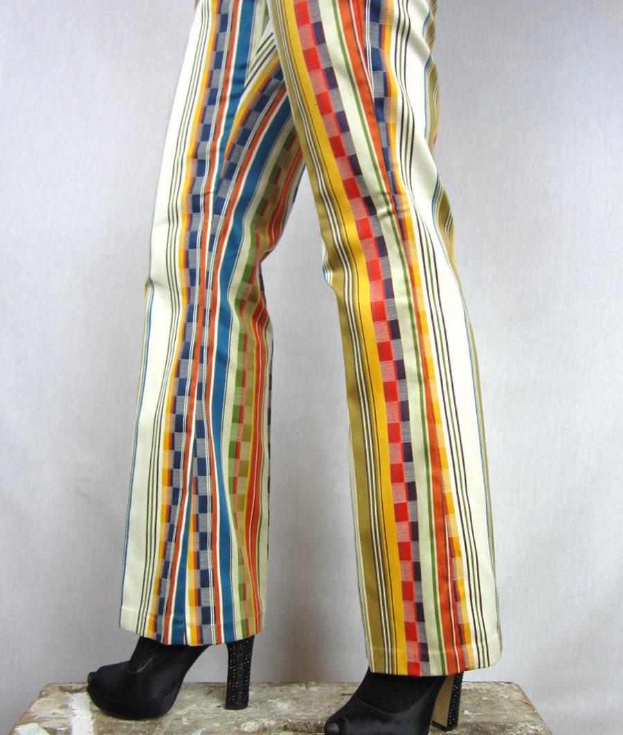 Brown  Wrangler Funky Hippie Striped Pants 1960s, New Never Worn  For Sale