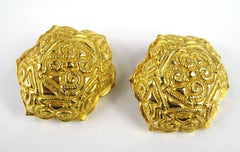 Dominique Aurientis Gold Gilt Earrings 1980'S