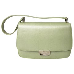 ESCADA Pearl Lime Green Reptile Embossed Leather Handbag 1980's New Never Used