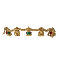 JUDITH LEIBER Enamel Figural Teddy Bear Charm Bracelet New Never Worn